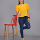 Flaired Hakoba Top With Ballon Sleeves(Yellow)