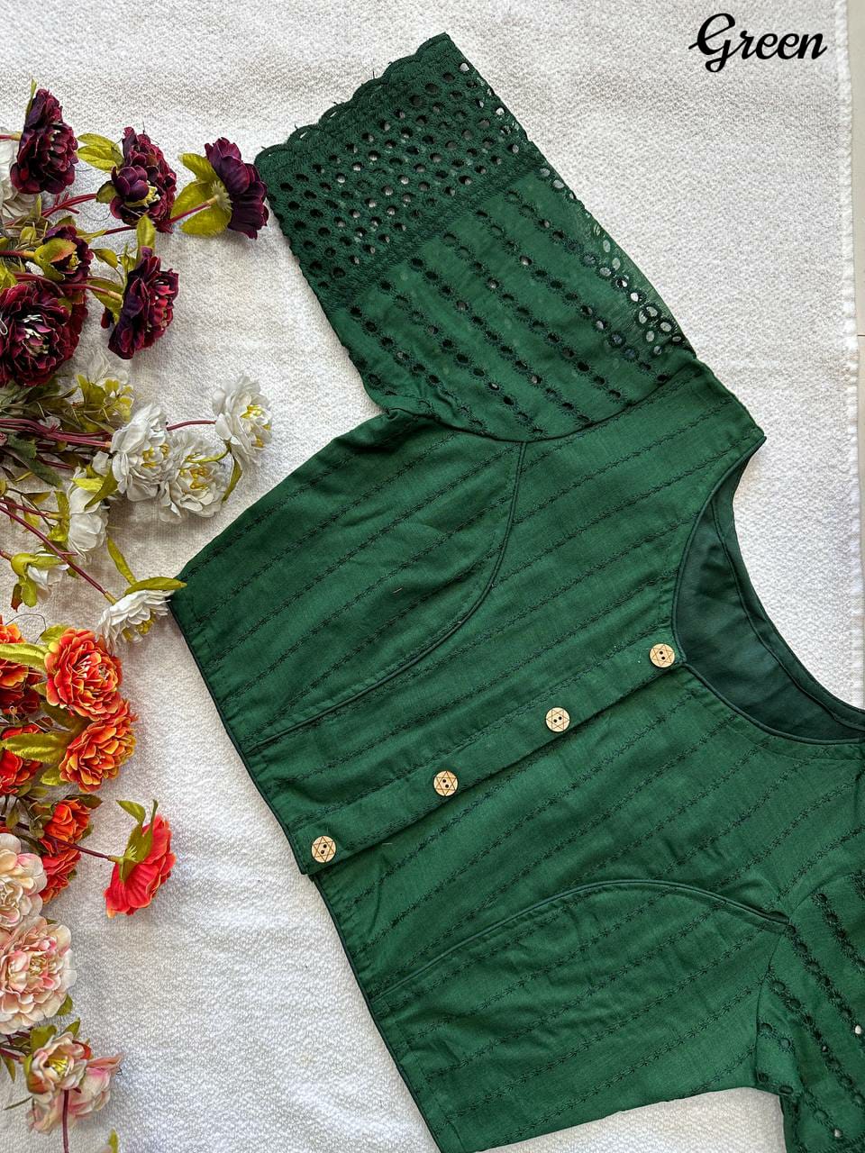 Boat Neck Blouse on Trends (Green)